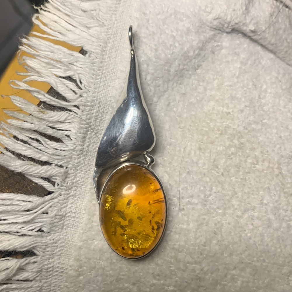 Amber in 925 silver necklace